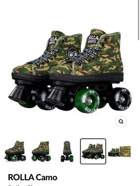 ROLLA'S Camo High-Top Quad Roller Skates in Green and Black